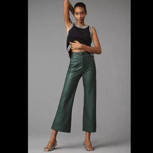 Anthropologie Maeve The Colette Cropped Wide-Leg Trousers: Vegan Leather